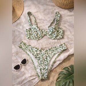 Abercrombie Green Leaf Print Bikini Set